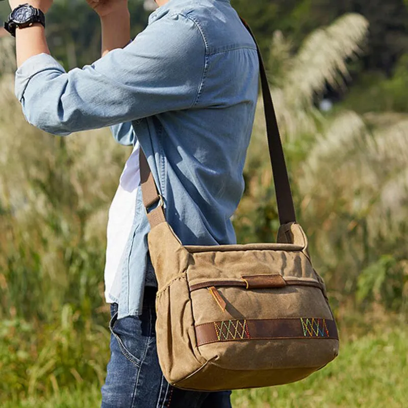 Waxed Canvas Camera Shoulder Bag Waterproof Canvas DSLR Camera Messenger Bag Canvas Satchel