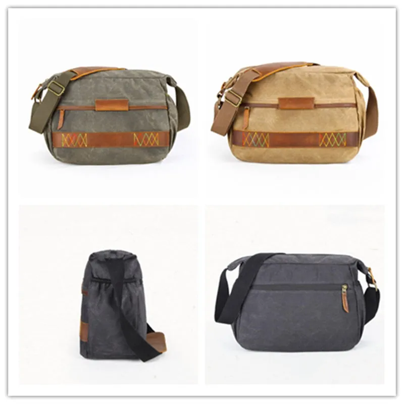 Waxed Canvas Camera Shoulder Bag Waterproof Canvas DSLR Camera Messenger Bag Canvas Satchel