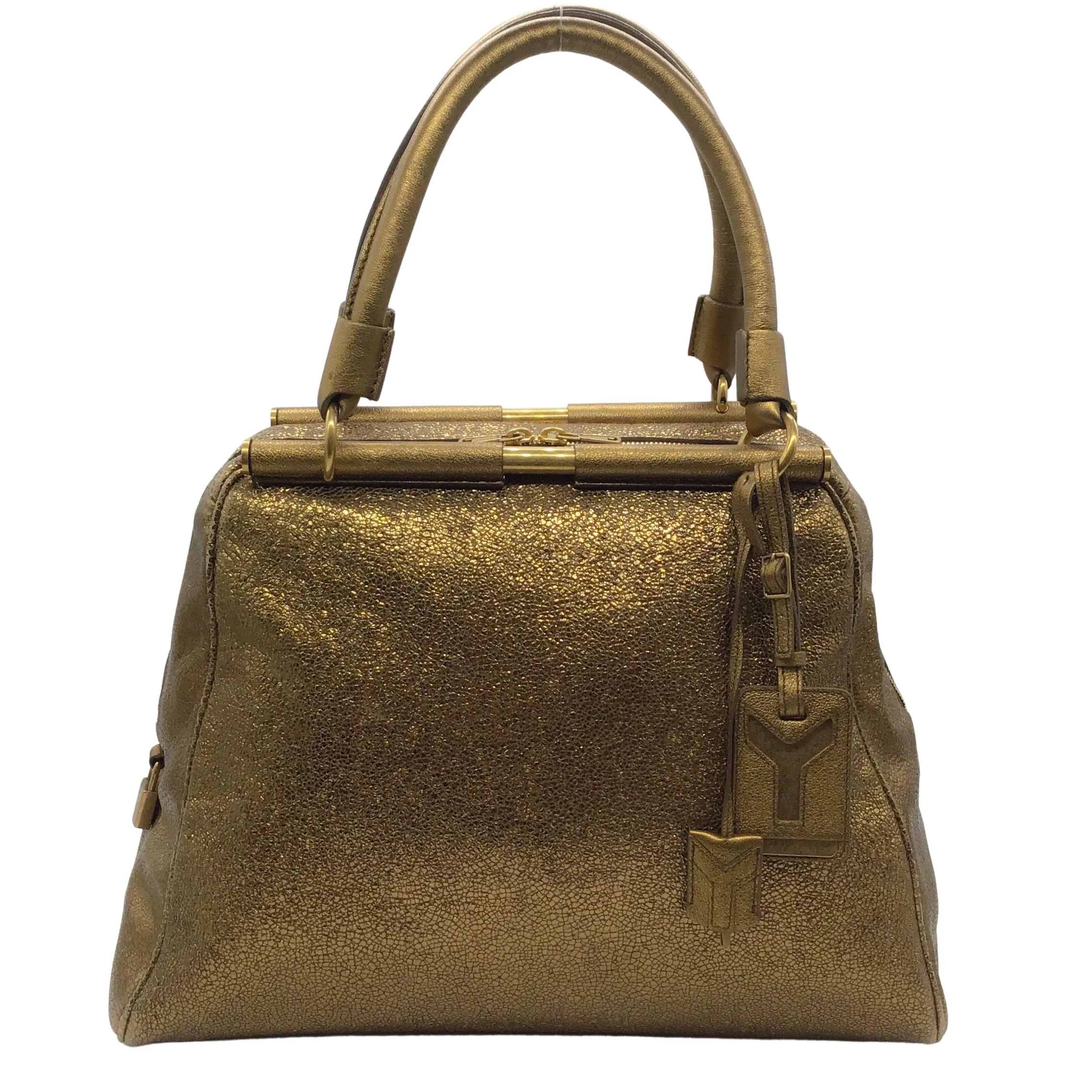 Yves Saint Laurent Gold Metallic Leather Medium Majorelle Shoulder Bag